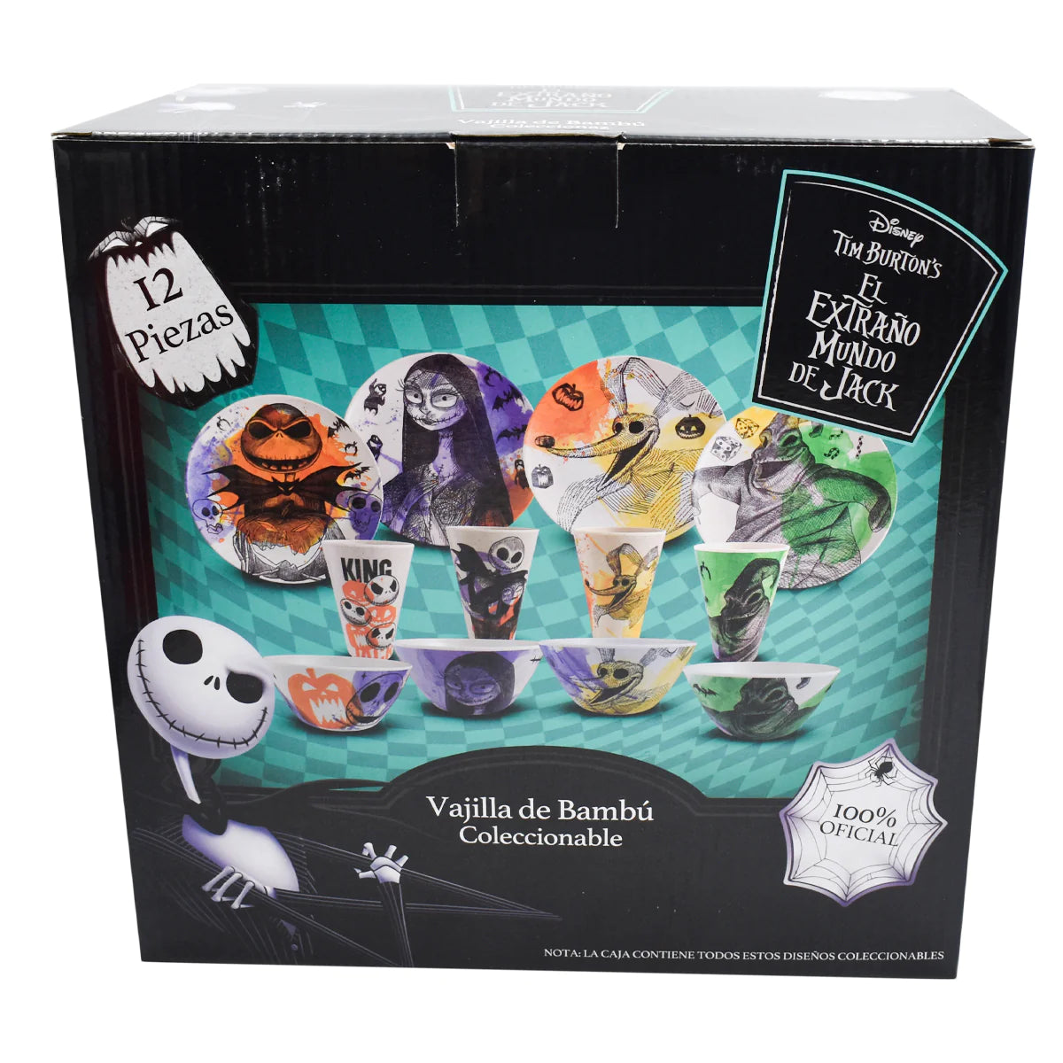 Vajilla Ecológica Fun Kids The Nightmare Before Christmas El Extraño Mundo de Jack Fibra de Bambú 16 pzas 4 personas