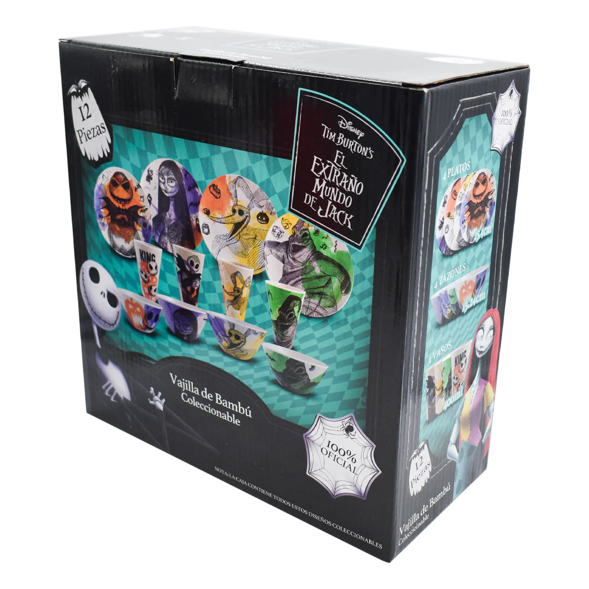 Vajilla Ecológica Fun Kids The Nightmare Before Christmas El Extraño Mundo de Jack Fibra de Bambú 16 pzas 4 personas