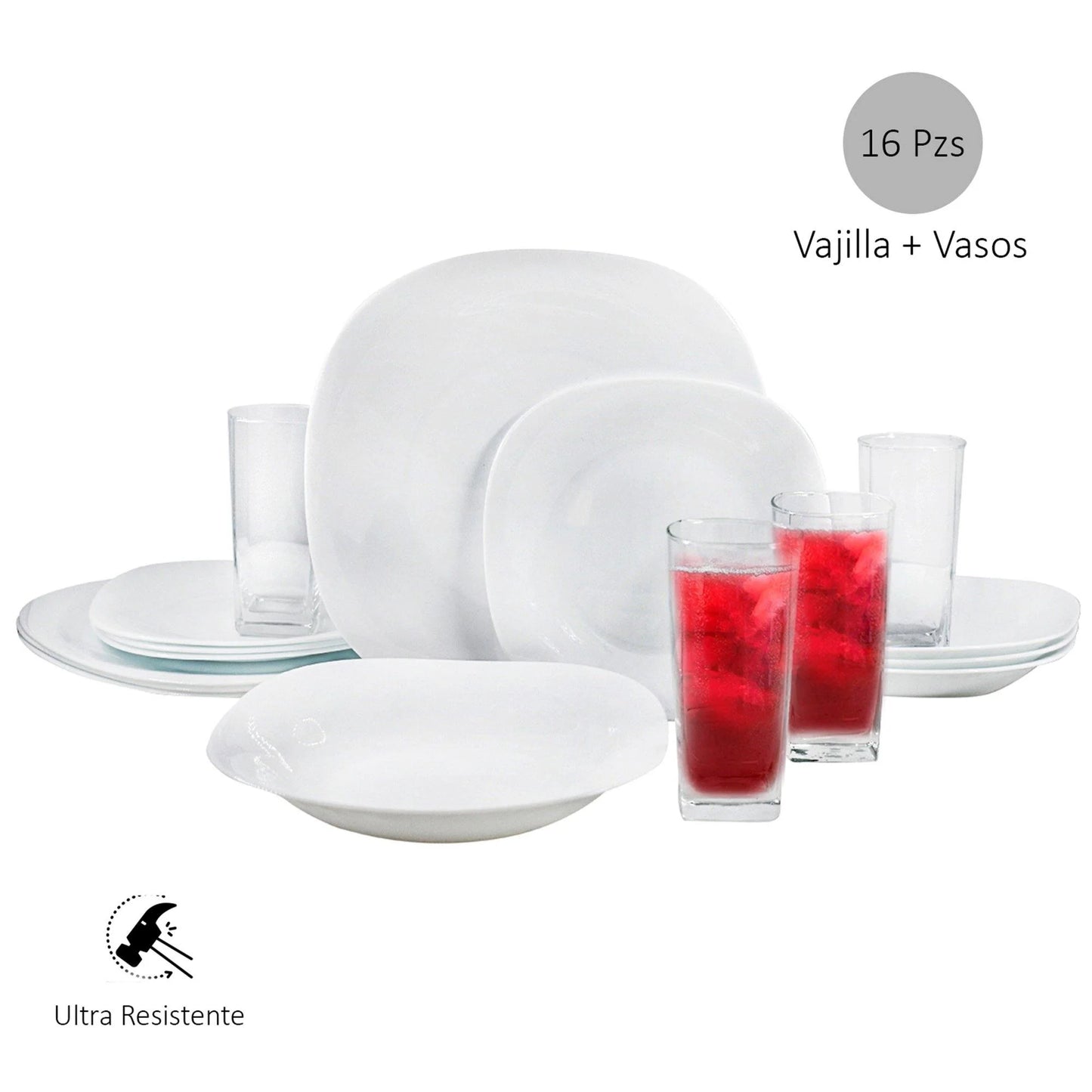 Vajilla Bormioli Rocco Parma Vidrio Opal 16pz