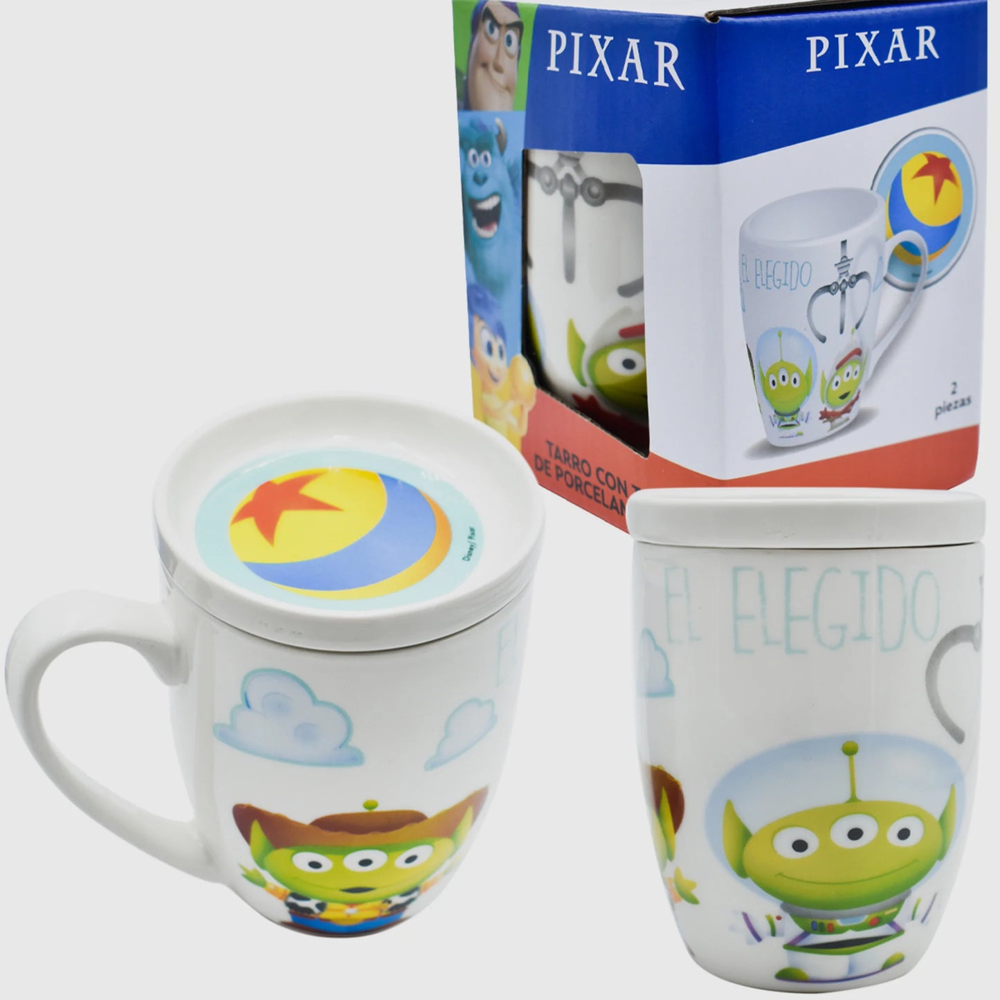 Taza c/Tapa Fun Kids Disney Pixar Porcelana 385ml