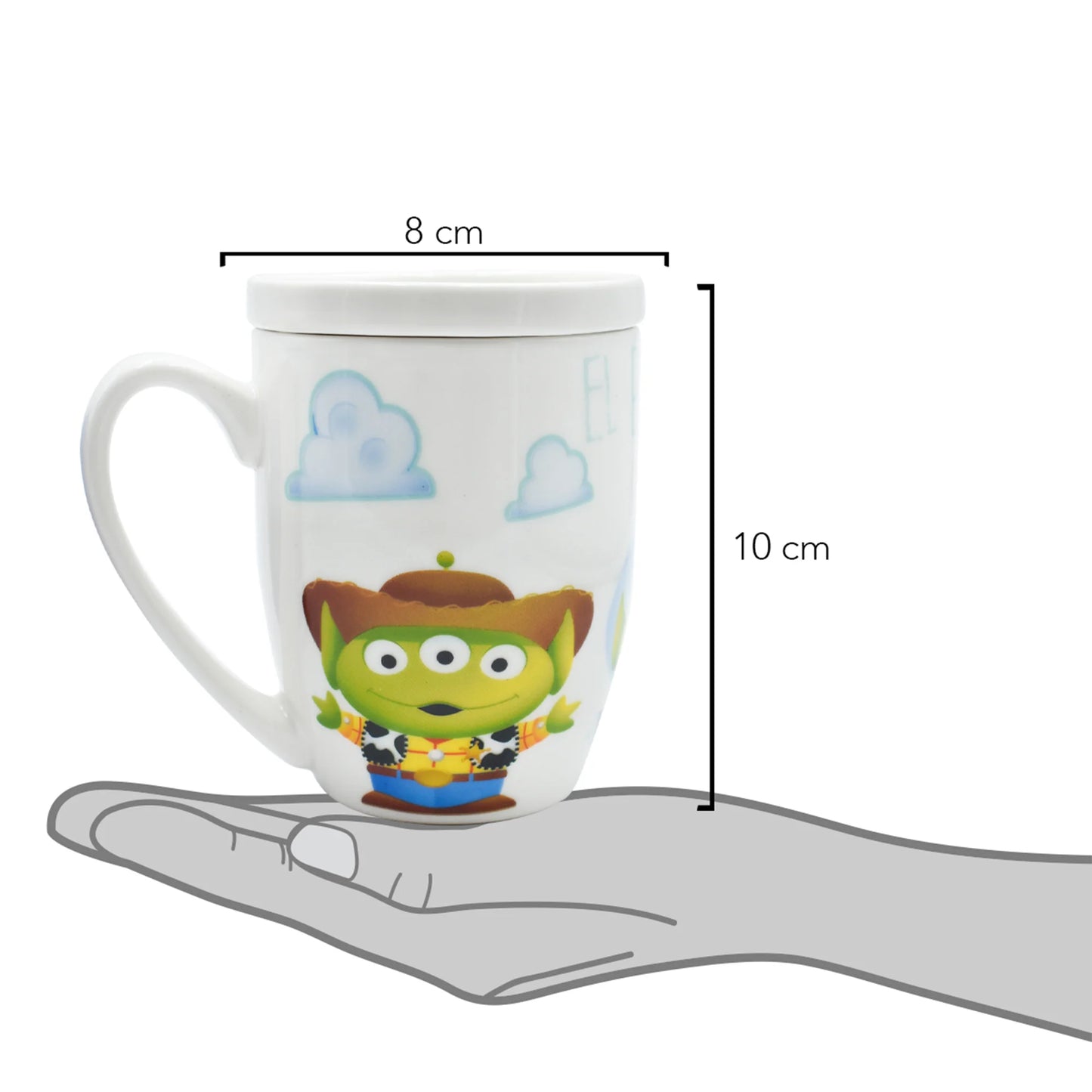 Taza c/Tapa Fun Kids Disney Pixar Porcelana 385ml