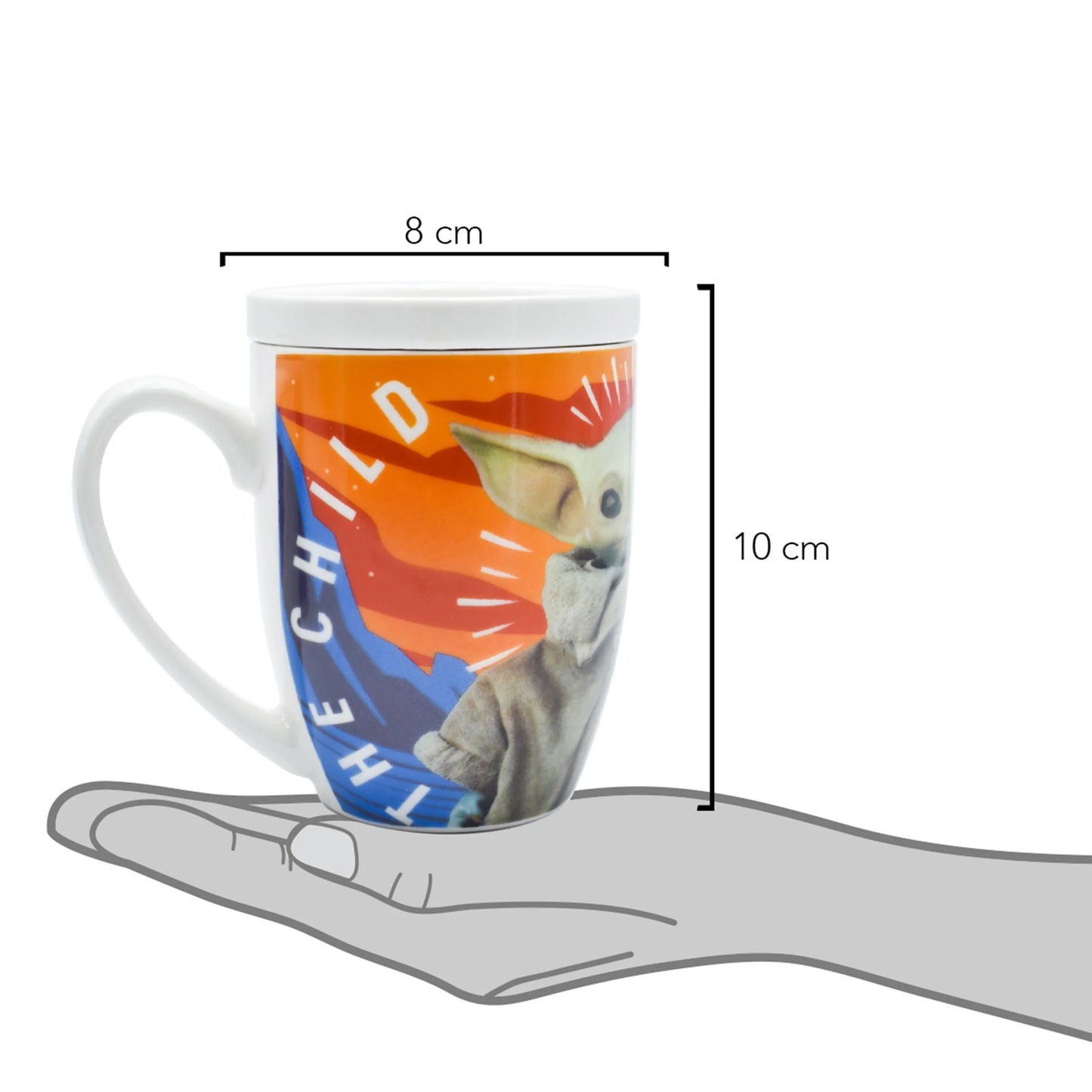 Taza con Tapa Fun Kids Disney Lucas Film Star Wars Mandalorian Baby Yoda Grogu Porcelana 385ml