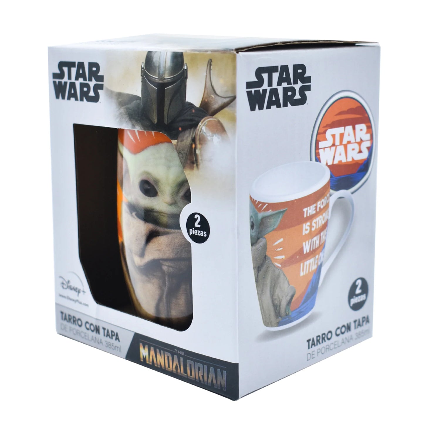 Taza con Tapa Fun Kids Disney Lucas Film Star Wars Mandalorian Baby Yoda Grogu Porcelana 385ml