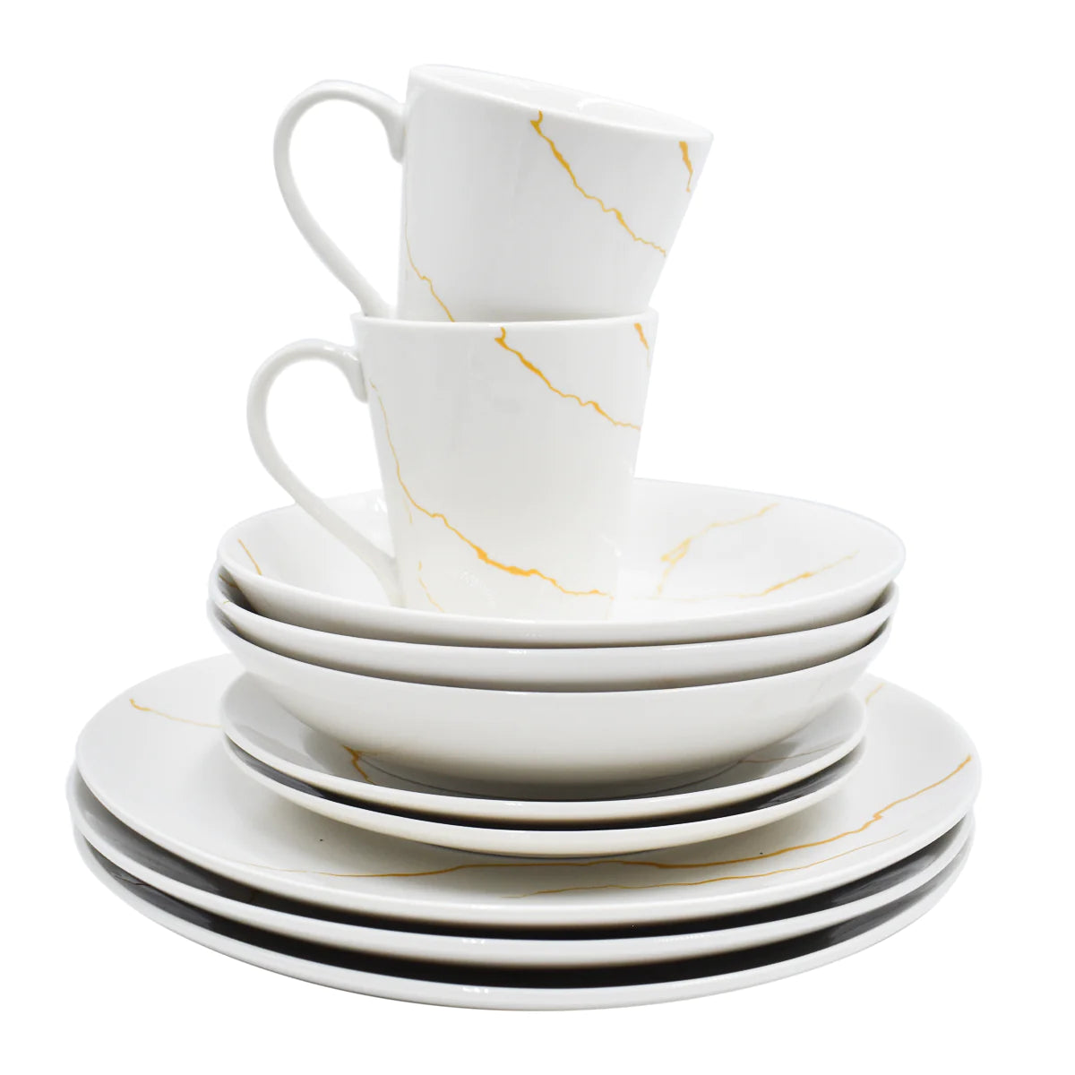 Vajilla con Tazas Para 4 Personas Kaiser Art/Golden Marble Porcelana 16 pz