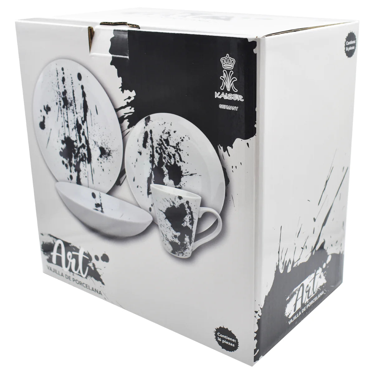 Vajilla con Tazas Para 4 Personas Kaiser Art/Golden Marble Porcelana 16 pz