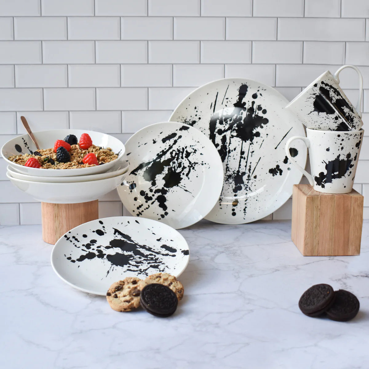 Vajilla con Tazas Para 4 Personas Kaiser Art/Golden Marble Porcelana 16 pz
