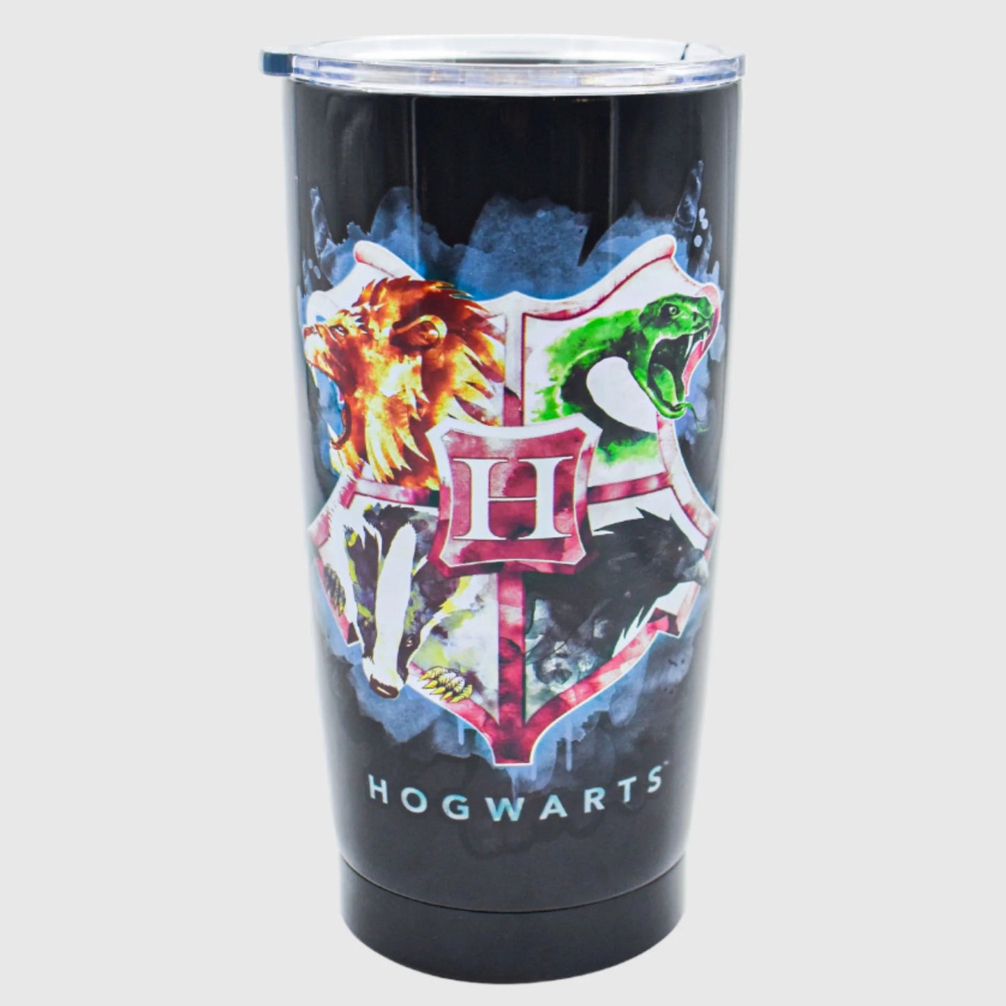 Termo Largo Doble Pared con Tapa Transparente Deslizable Fun Kids Warner Bros Harry Potter Escudo de Howarts Acero Inoxidable 580ml