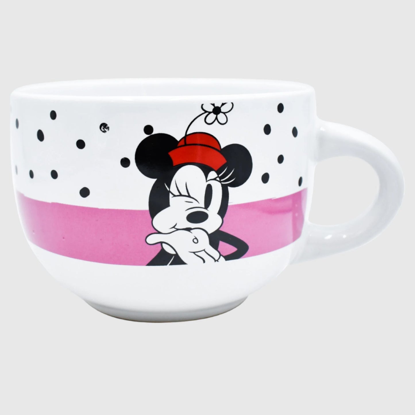 Taza Jumbo Blanca con Rosa Fun Kids Disney Clasico Minnie Mouse Ceramica 820ml