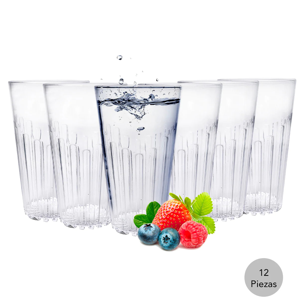 Juego Set Vasos Duradero Transparente Top Choice Plastico 12pzas 580ml
