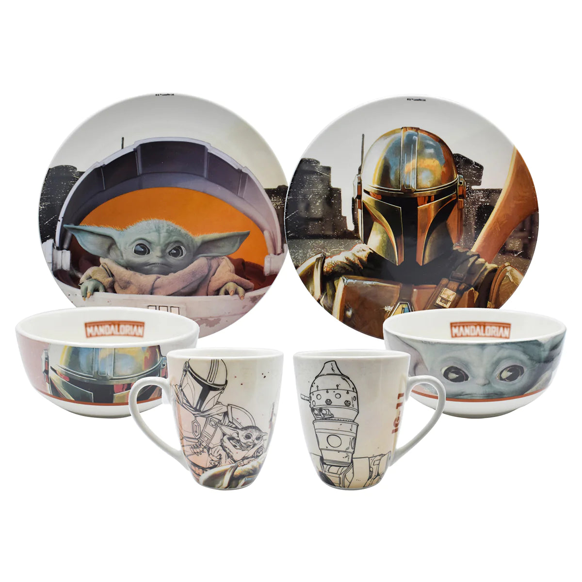 Vajilla Fun Kids Disney Baby Yoda Grogu The Child Mandalorian Porcelana 12pz