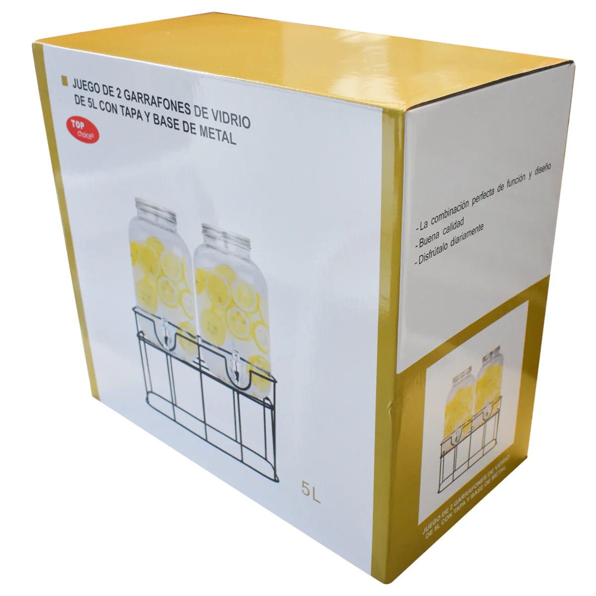 Dispensador Bebidas Vitrolero Doble Top Choice Vidrio 10L
