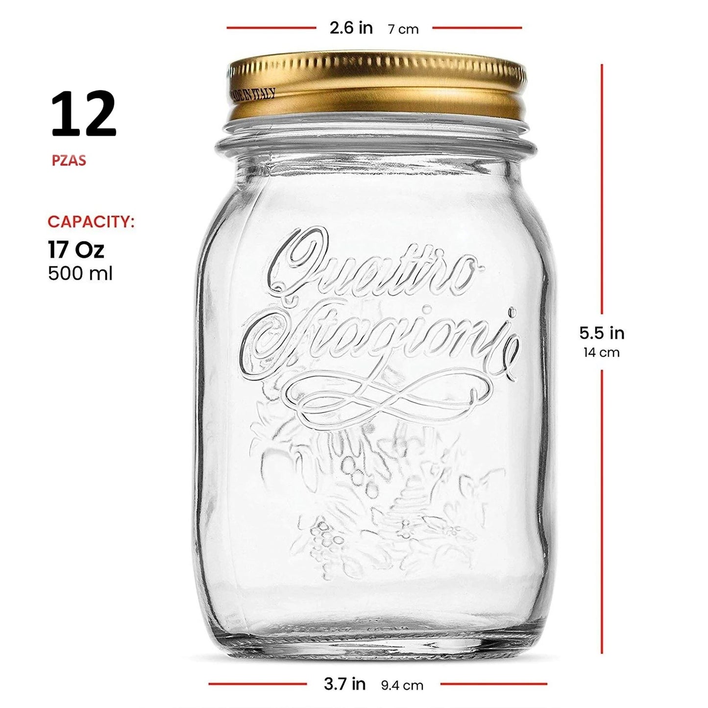 Frascos Herméticos Bormioli Quattro Stagioni 12pz 500ml