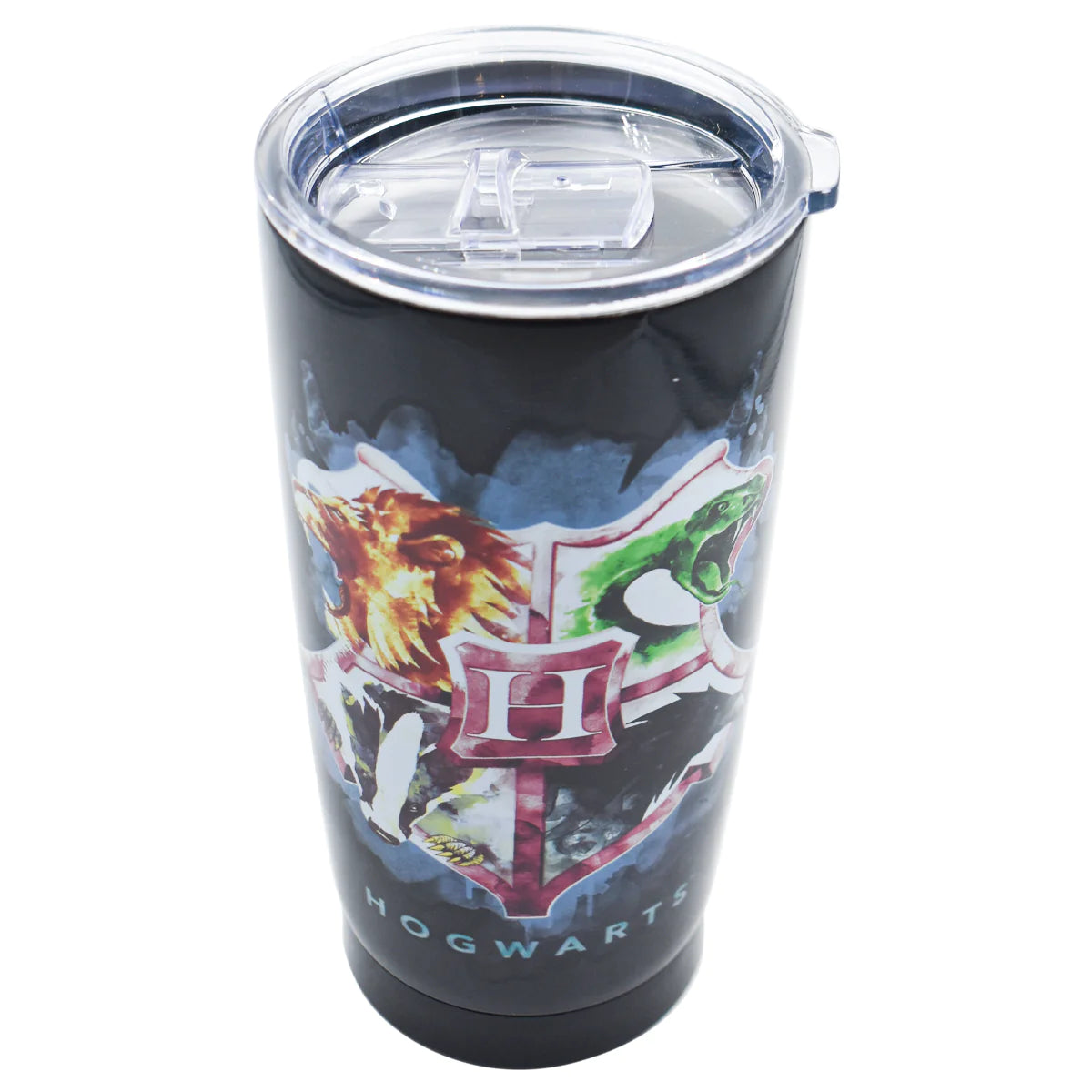 Termo Largo Doble Pared con Tapa Transparente Deslizable Fun Kids Warner Bros Harry Potter Escudo de Howarts Acero Inoxidable 580ml