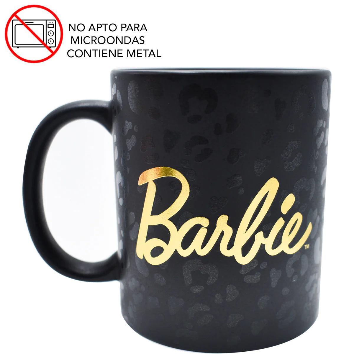 Taza Negra con Dorado Fun kids Barbie Ceramica 340ml