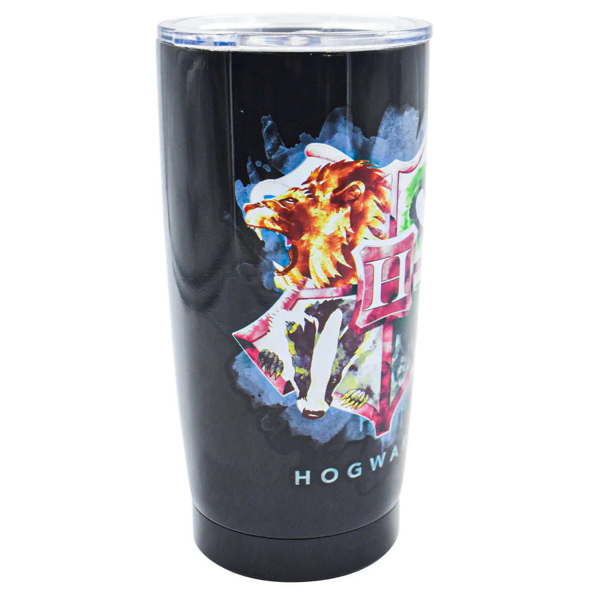 Termo Largo Doble Pared con Tapa Transparente Deslizable Fun Kids Warner Bros Harry Potter Escudo de Howarts Acero Inoxidable 580ml