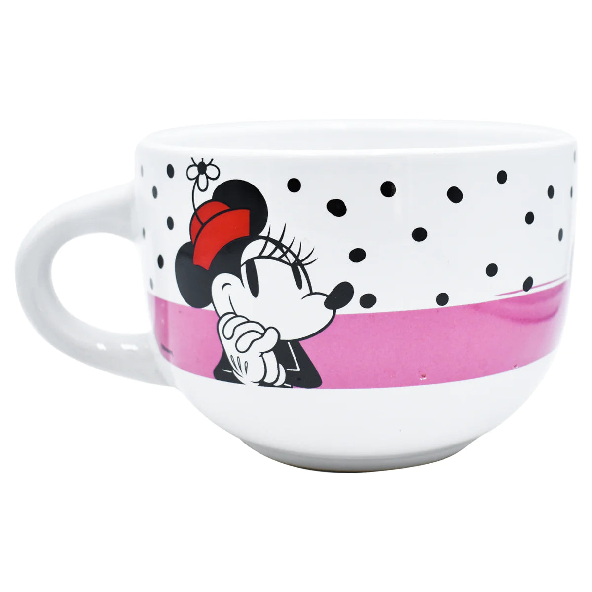Taza Jumbo Blanca con Rosa Fun Kids Disney Clasico Minnie Mouse Ceramica 820ml