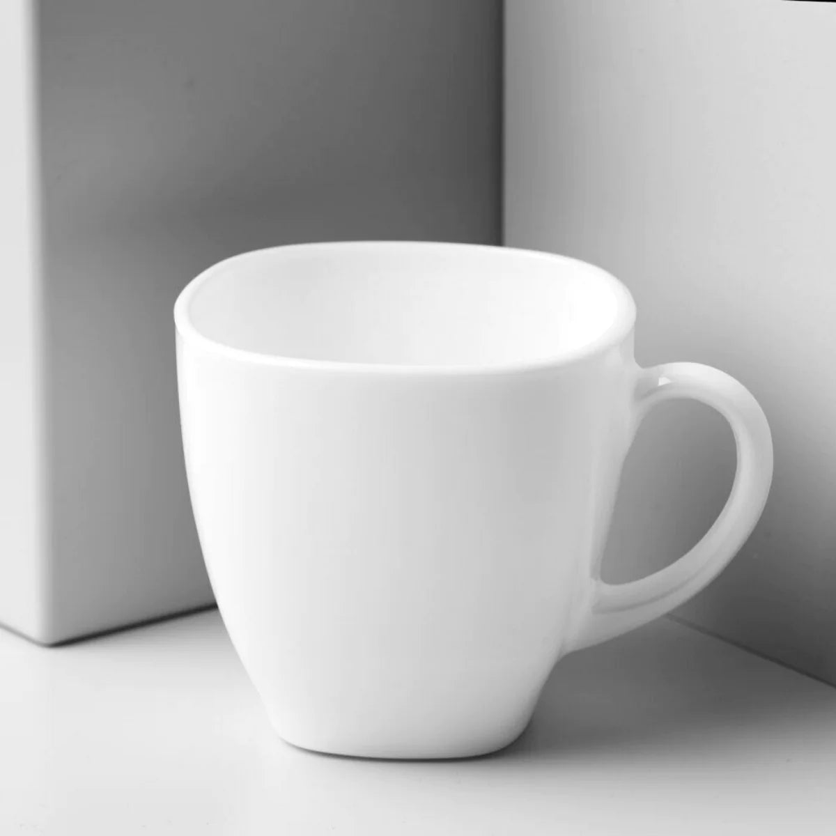Tazas Blancas Lisas C Plato Luminarc Carine Vidrio Opal 220ml 6 pzas