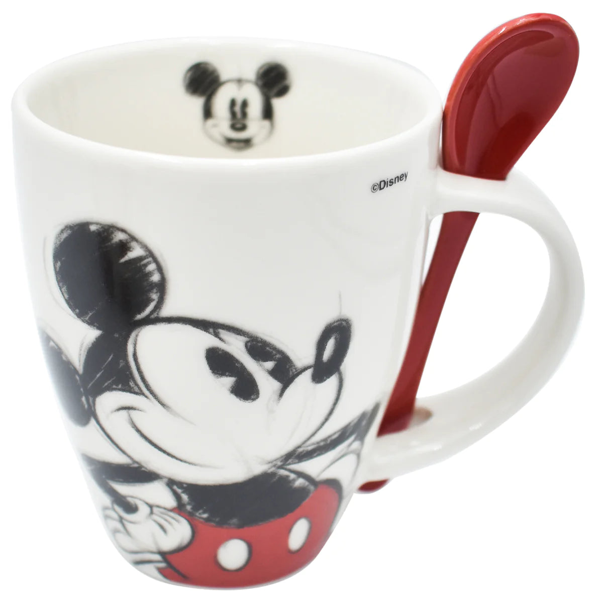 Juego Set tazas con cucharas Fun Kids Mickey & Minnie Mouse Ceramica 340ml