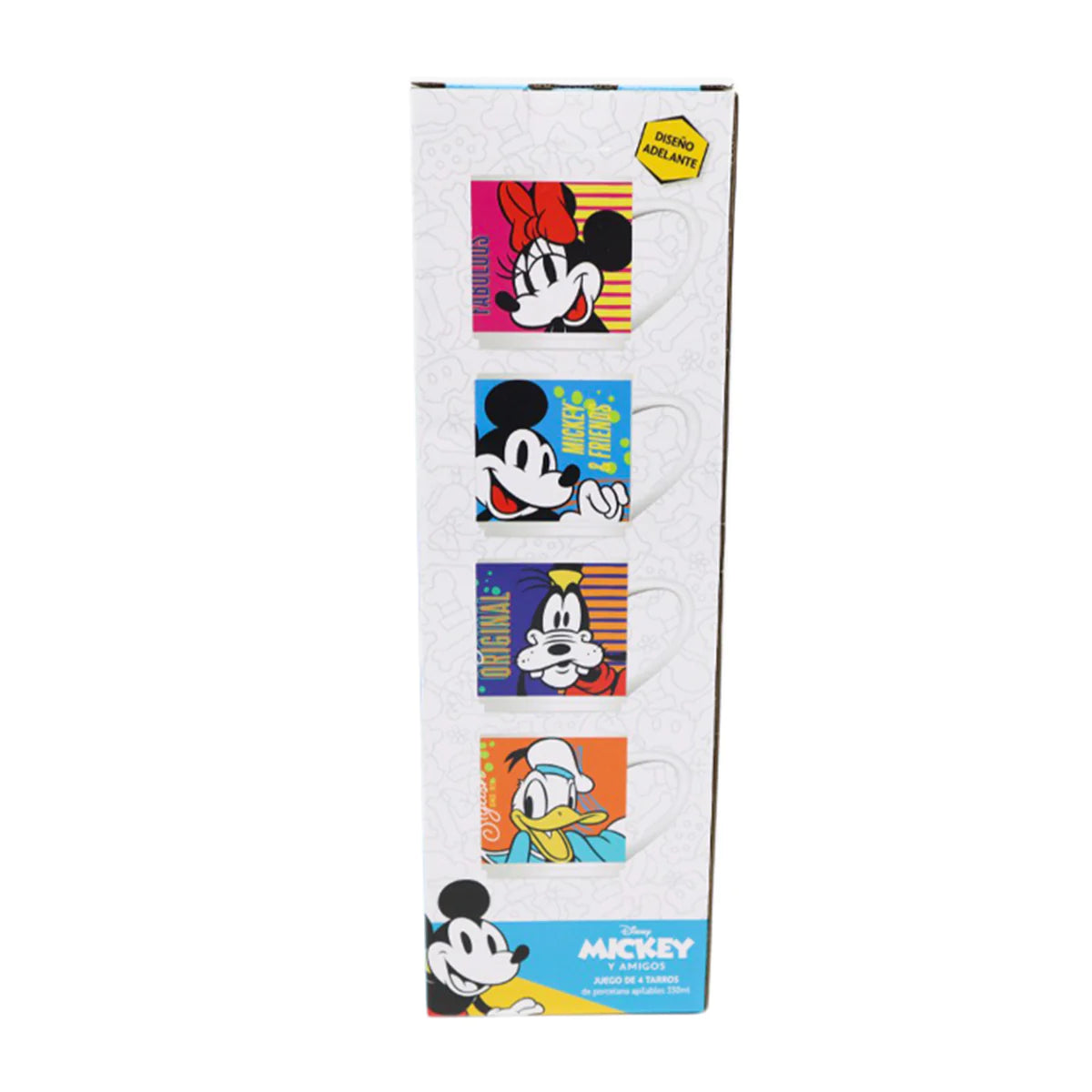Juego Set Tazas Apilables Fun Kids Disney Mickey Mouse Minnie Mouse Goofy Donald Porcelana 330ml