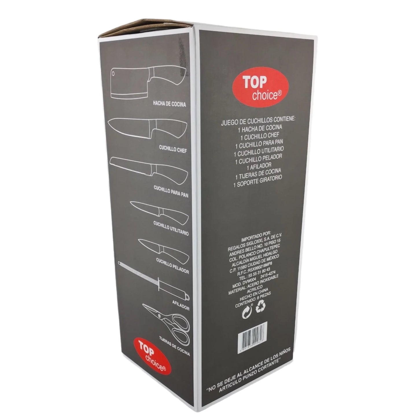 Juego Set Cuchillos para Cocina de Chef Profesional Top Choice Acero Inoxidable 8 pzas