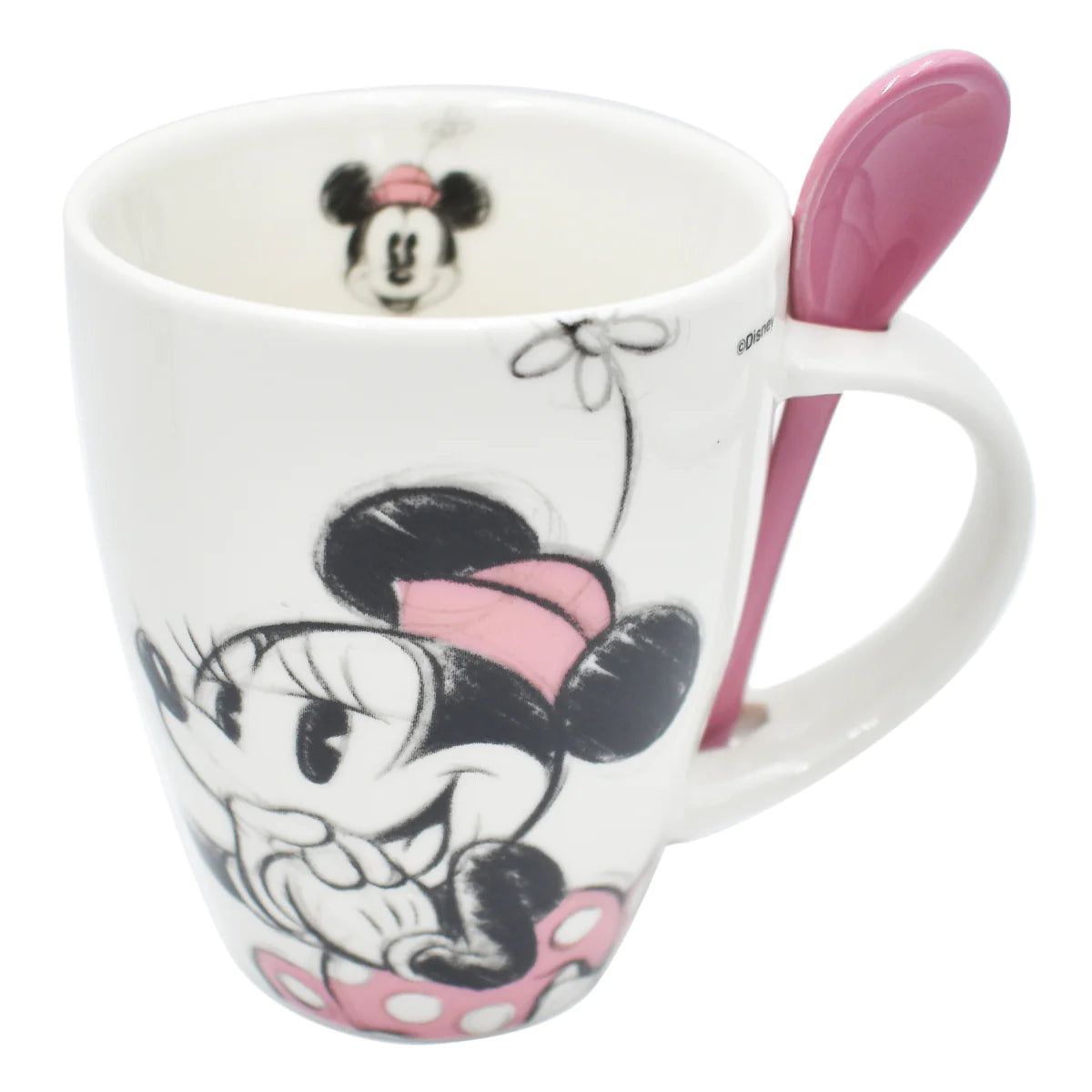Juego Set tazas con cucharas Fun Kids Mickey & Minnie Mouse Ceramica 340ml