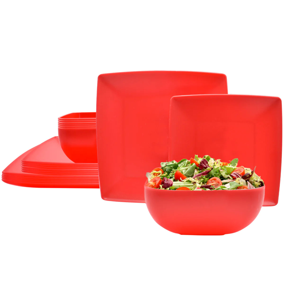 Vajilla Cuadrada Top Choice Plastico 6 Personas 18pz