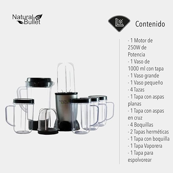 Licuadora Procesador/Pulverizador de Alimentos Bull 250w Professional Blender, Cuchillas Desmontables Acero Inoxidable
