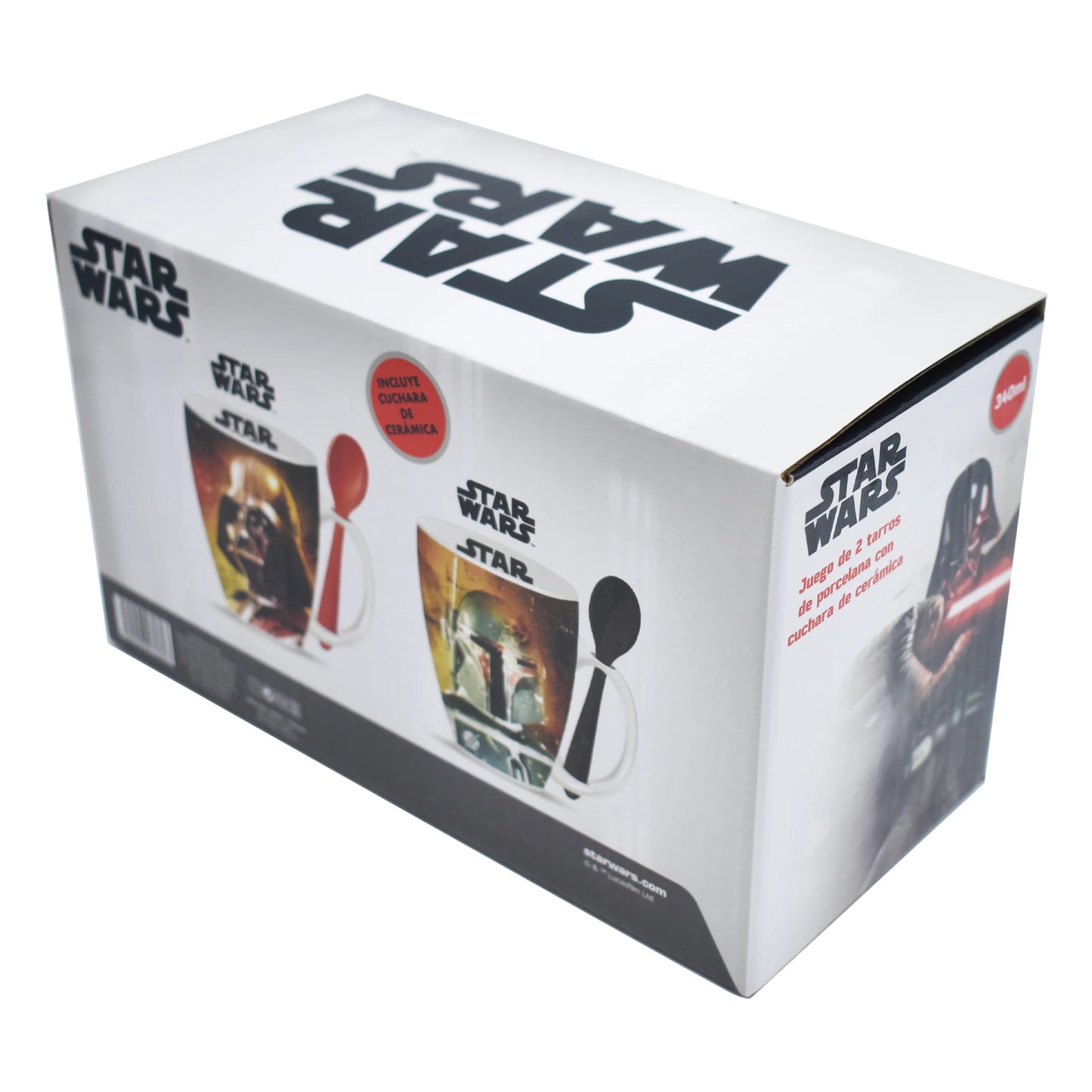 Juego Set Tazas con Cuchara Fun Kids Disney Lucas Film Star Wars Darth Vader Boba Fett 340ml 2pzas