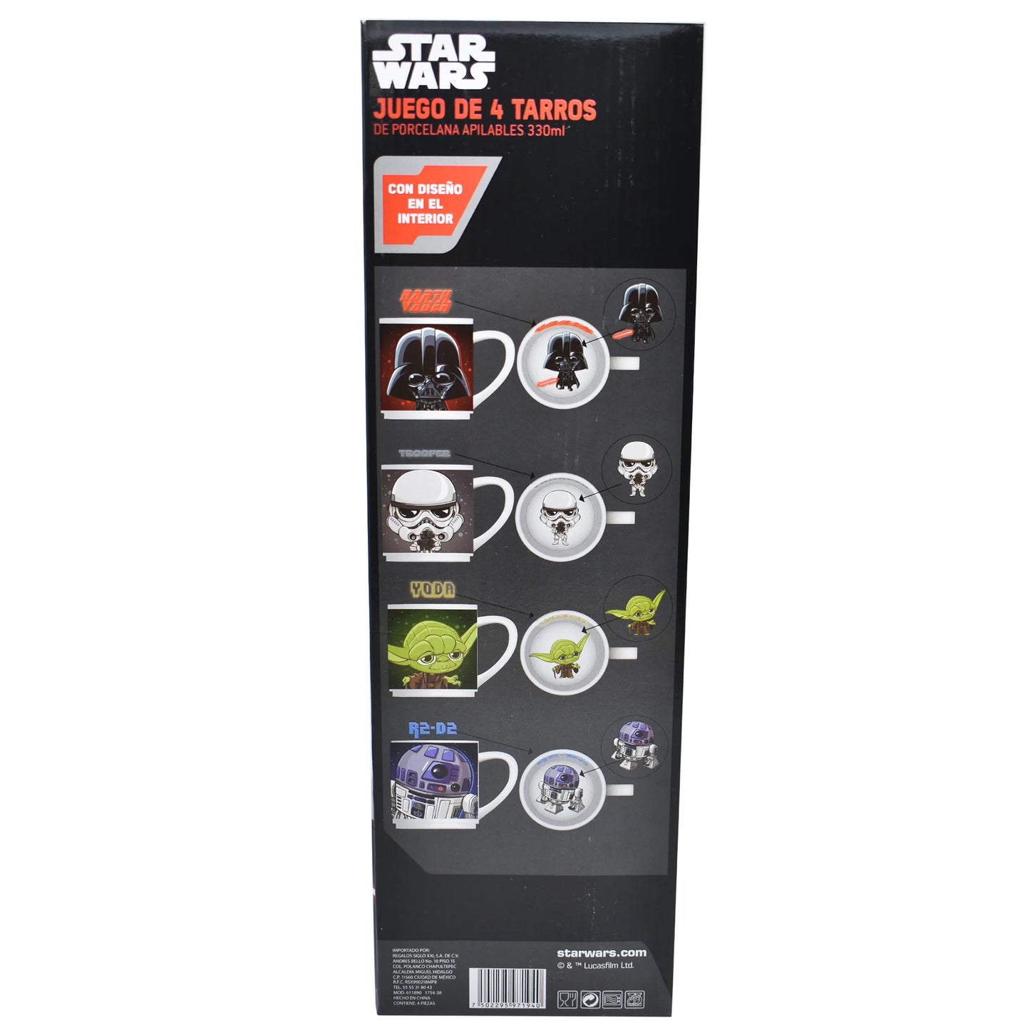 Tazas Apilables Fun Kids Disney Star Wars Porcelana 330ml 4pz