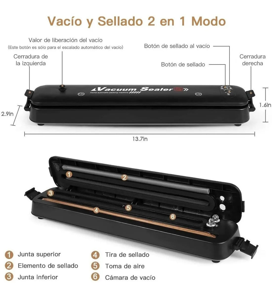 SELLADORA AL VACÍO ALIMENTOS + Bolsas de Regalo 🎁