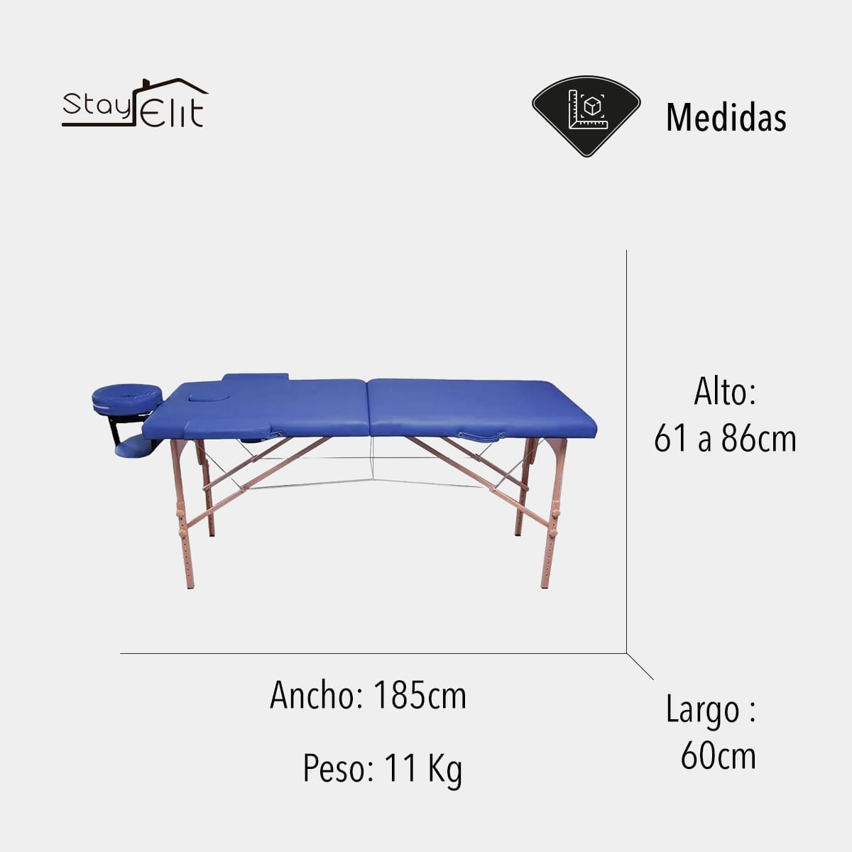 Camilla Para Masaje Plegable Pórtatil y Reclinable Color Azul o Negra