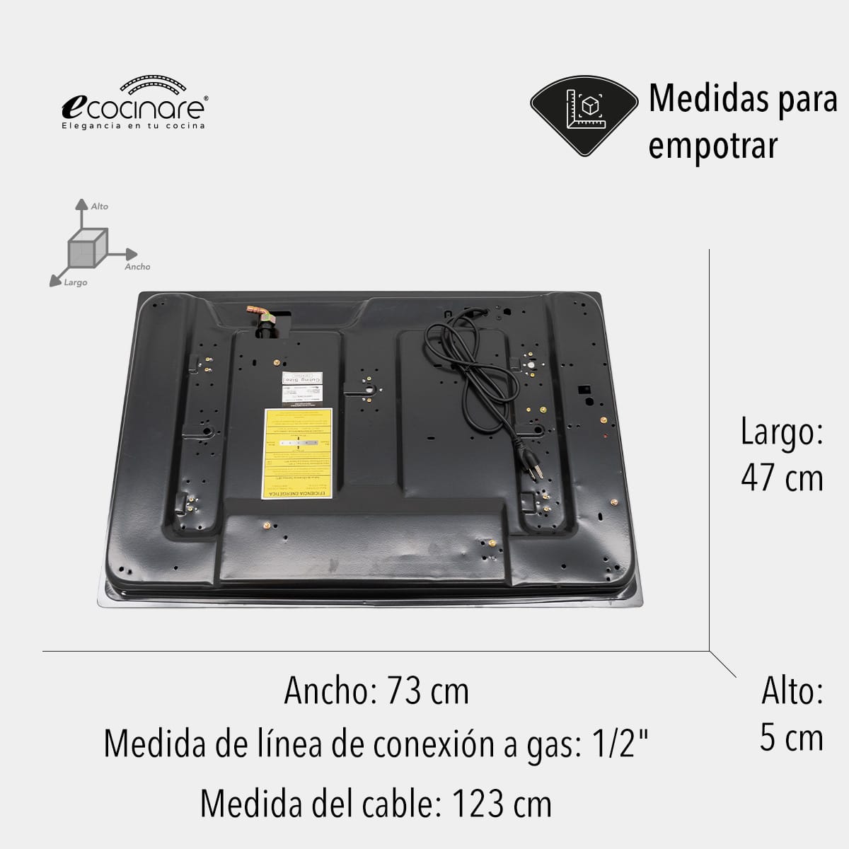 Estufa Parrilla Empotrable De 5 Quemadores De Cristal Templado