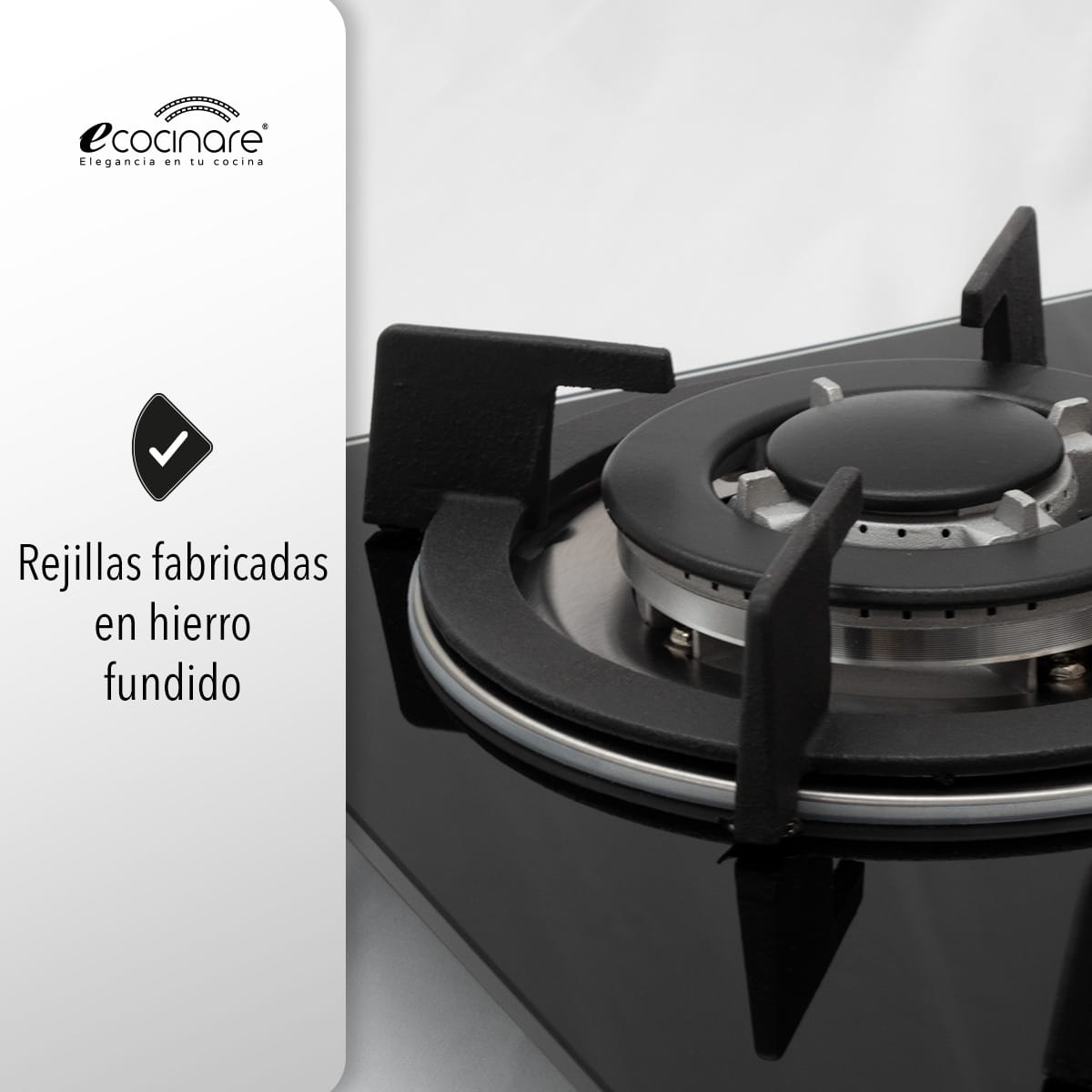 Estufa Parrilla De Gas Empotrable 4 Quemadores Cristal Templado ECOCINARE
