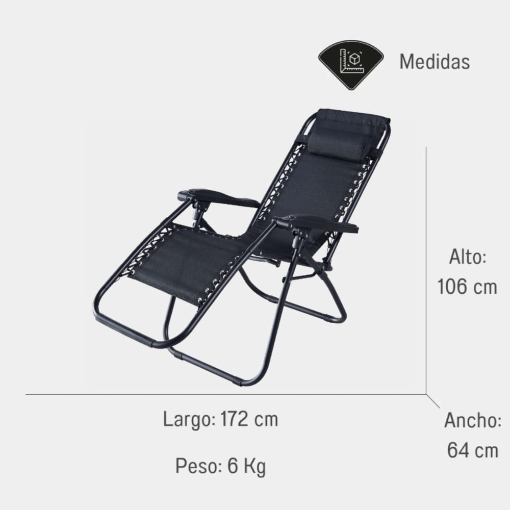 Set de 2 Sillas Gravedad Cero Color Negro