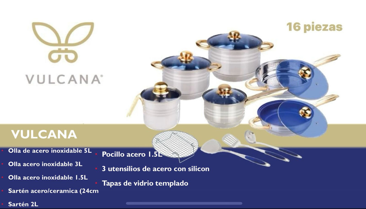 Batería de cocina VULCANA 16 Piezas Acero inoxidable