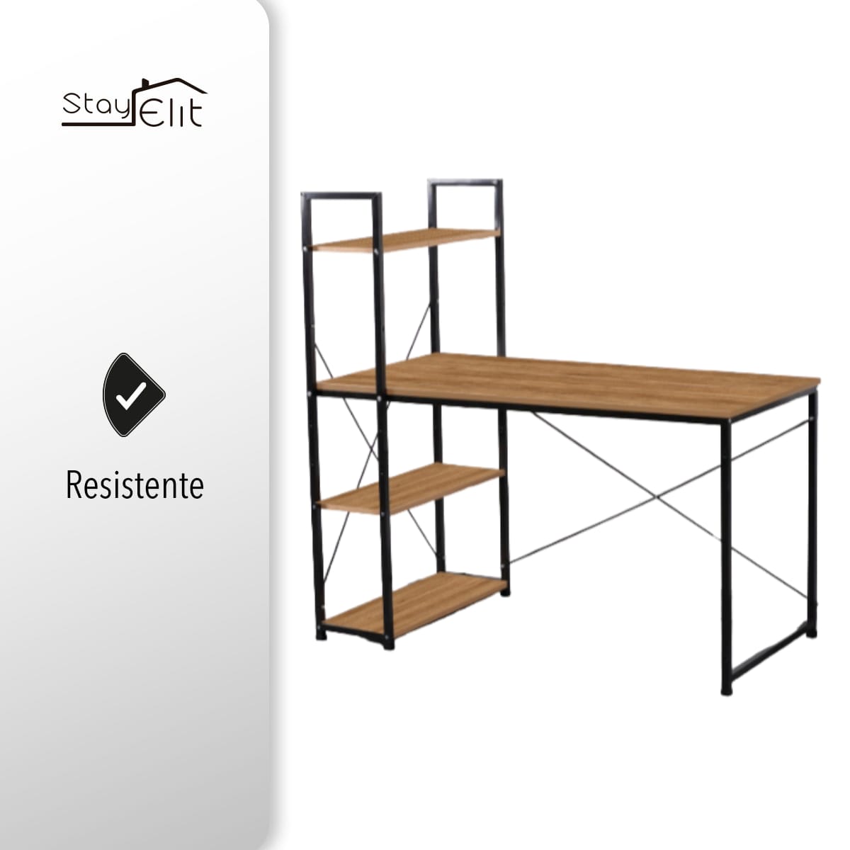 Escritorio Minimalista de Computadora con Repisas, Estudiantil, Oficina, Hogar