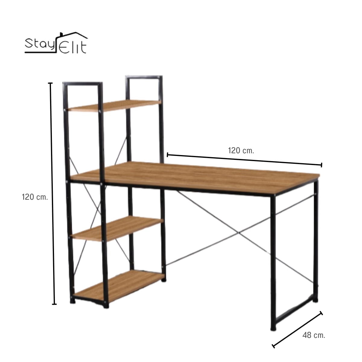 Escritorio Minimalista de Computadora con Repisas, Estudiantil, Oficina, Hogar