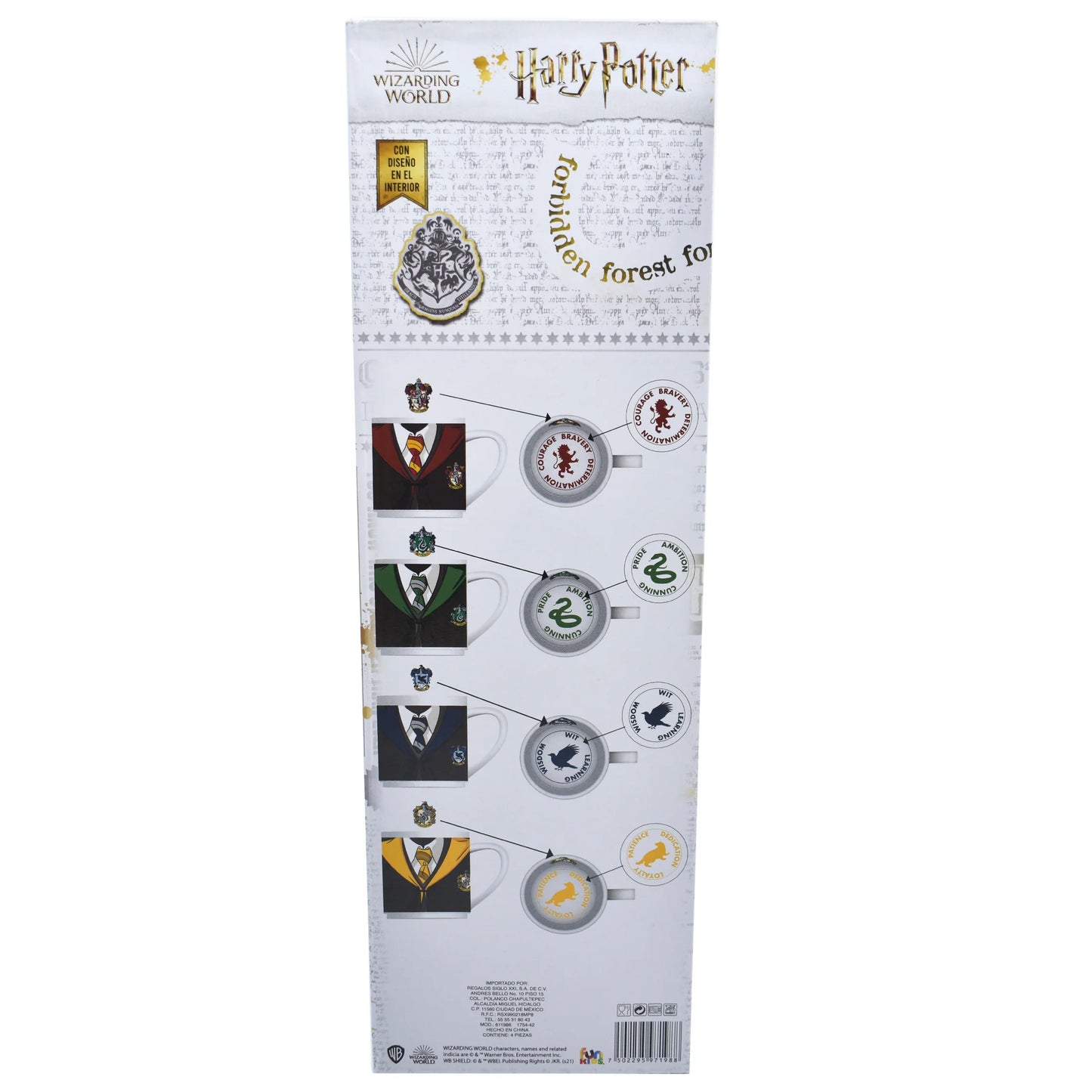 Juego Set Tazas Apilables Fun Kids Warner Bros Harry Potter Casas de Hogwarts Porcelana 330ml