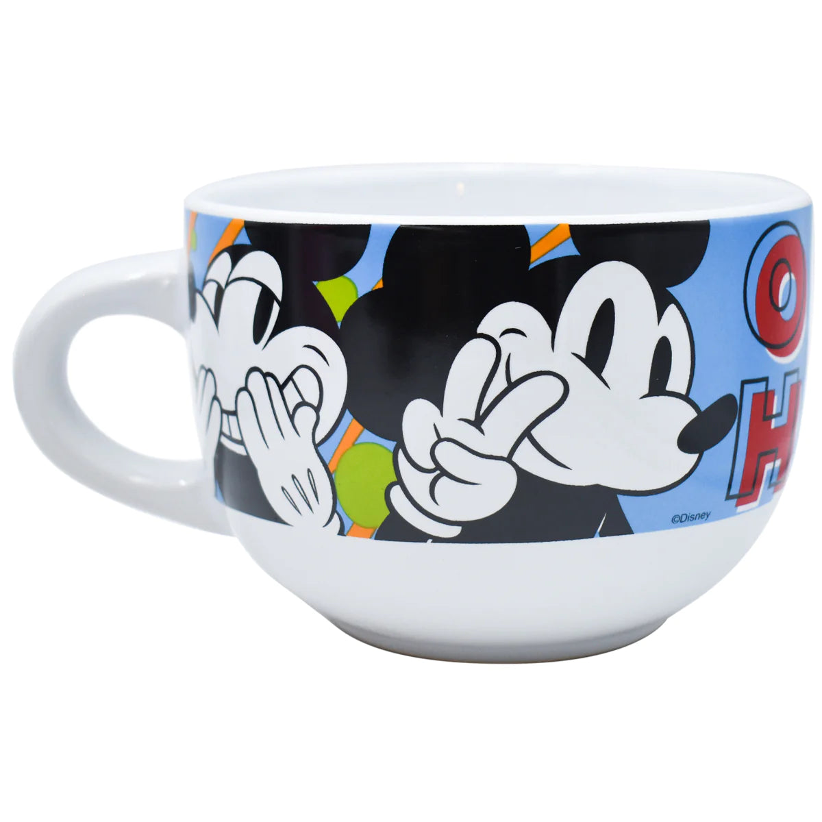 Taza Jumbo Bi Color Blanco Fun Kids Disney Mickey Mouse & Minnie Mouse Ceramica 820ml