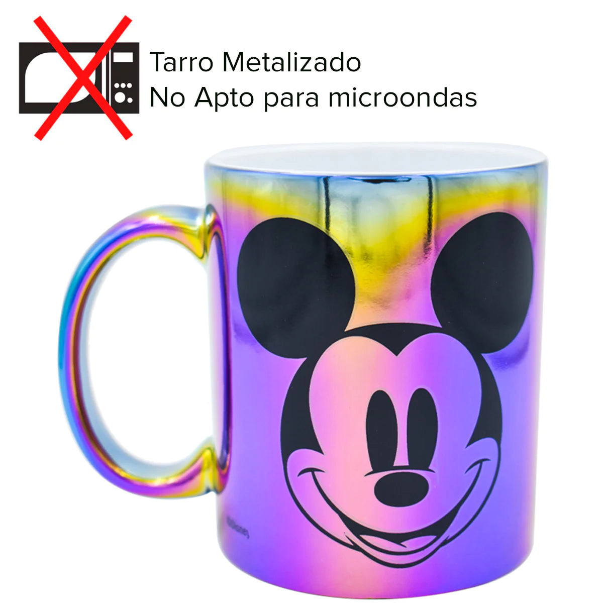 Taza Tornasol Metálica Disney Mickey Mouse Ceramica 340ml