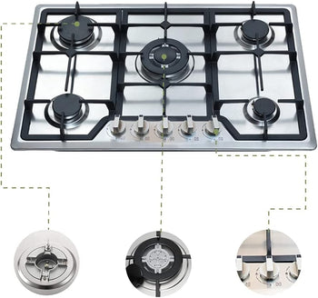 Parrilla 5 Quemadores de Acero Inoxidable/ Ecocinare