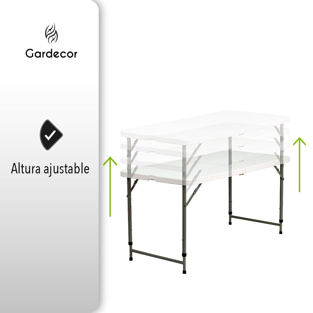 Mesa Plegable 1.22 Mts Con Altura Ajustable