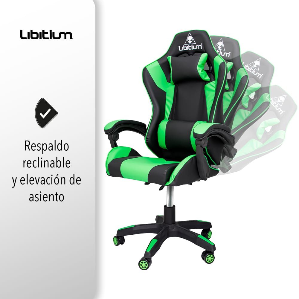 Silla Gamer Ergonomica Reclinable, Silla De Oficina, Varios Colores / Verde, Rojo y  Dorado